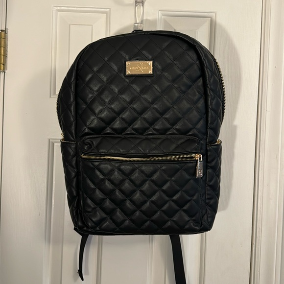 NWT Sandy Lisa St. Tropez faux Leather Black Backpack - Picture 3 of 11